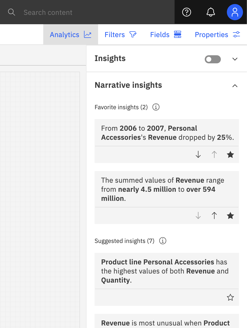 Highlighting Cognos Analytics panel